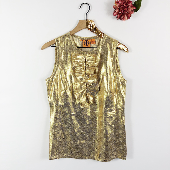 Tory Burch Tops - 3 for $30 TORY BURCH Metallic Gold SilkBlend Top